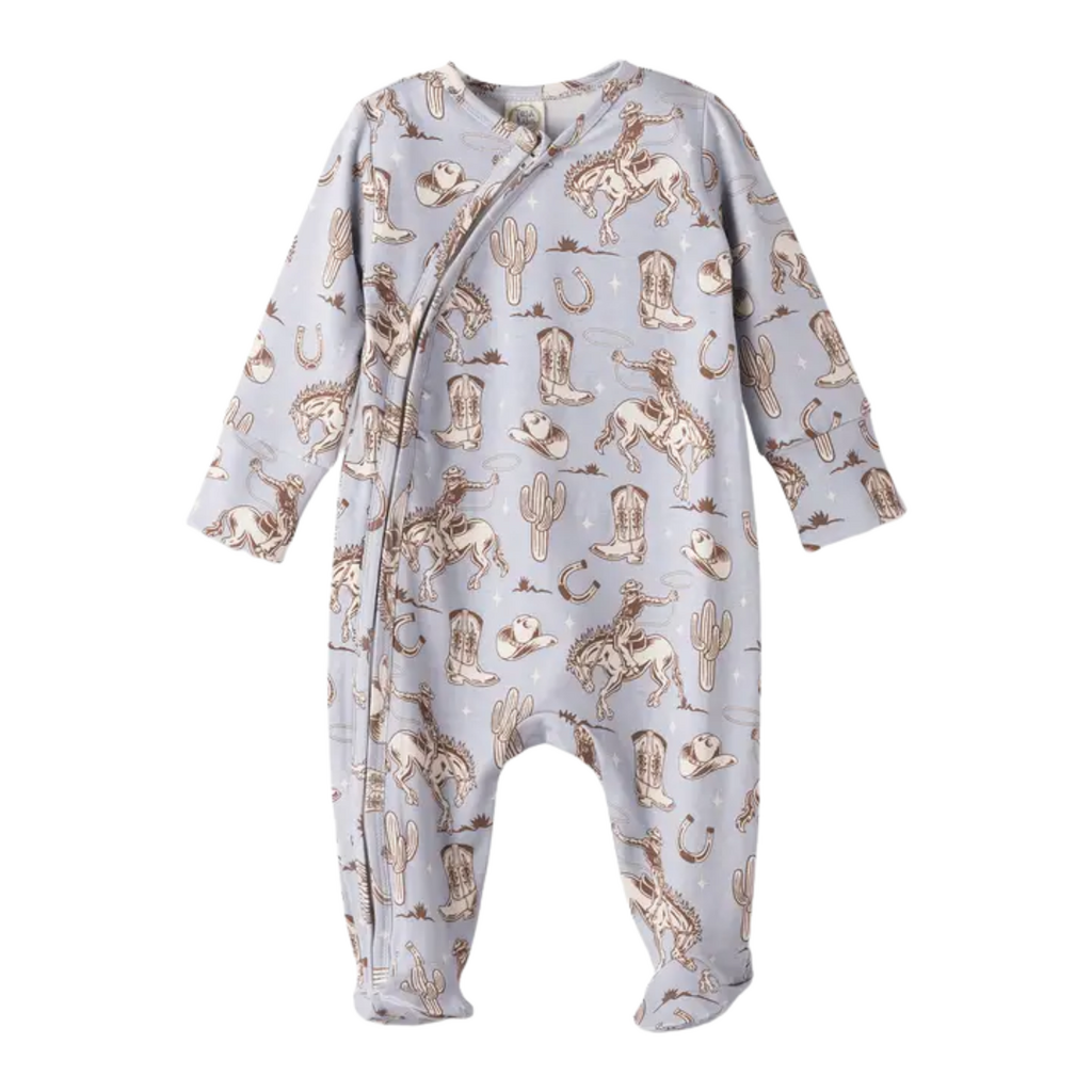 TESA BABE WILD WRANGLER LS FOOTED ZIPPER ROMPER
