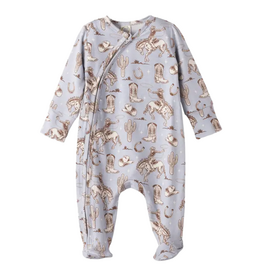 TESA BABE WILD WRANGLER LS FOOTED ZIPPER ROMPER
