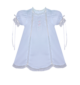 BABY SEN GRACE DRESS-BLUE W/DIAPER COVER