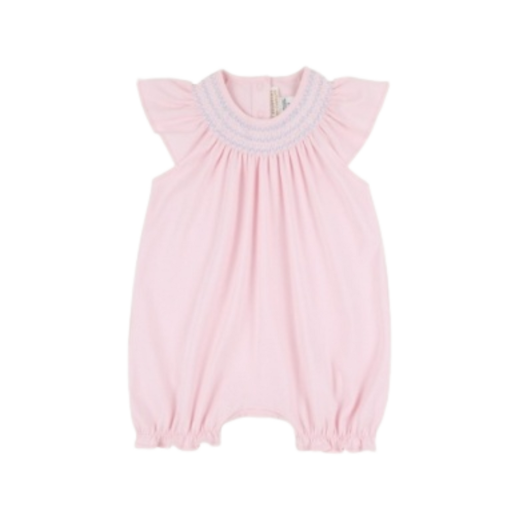 THE BEAUFORT BONNET COMPANY SANDY SMOCKED ROMPER Palm Beach Pk/Beale St Bl & Worth Ave Wht