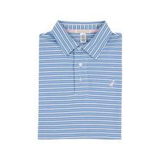 THE BEAUFORT BONNET COMPANY PRIM & PROPER POLO SS-PIMA Sumner County Stripe (Blue)Palm Beach Pk