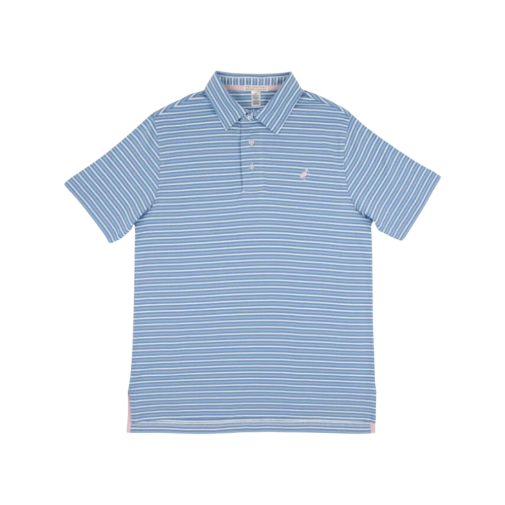 THE BEAUFORT BONNET COMPANY PRIM & PROPER POLO SS-PIMA Sumner County Stripe (Blue)Palm Beach Pk