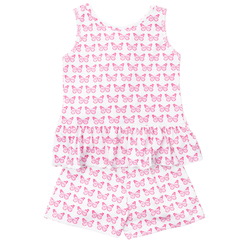 Lila + Hayes POPPY GIRL'S SHORT SET-CARTIE BUTTERFLIES