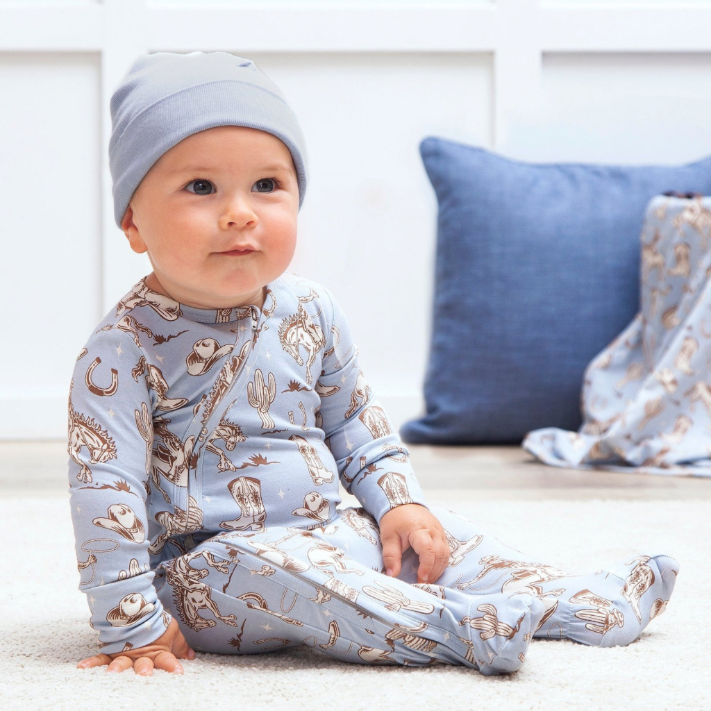 TESA BABE WILD WRANGLER LS FOOTED ZIPPER ROMPER