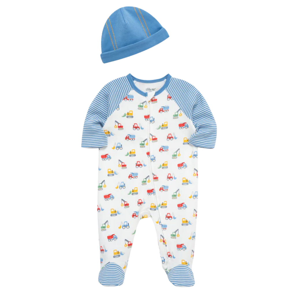 Little Me TRUCKS FOOTIE W/HAT
