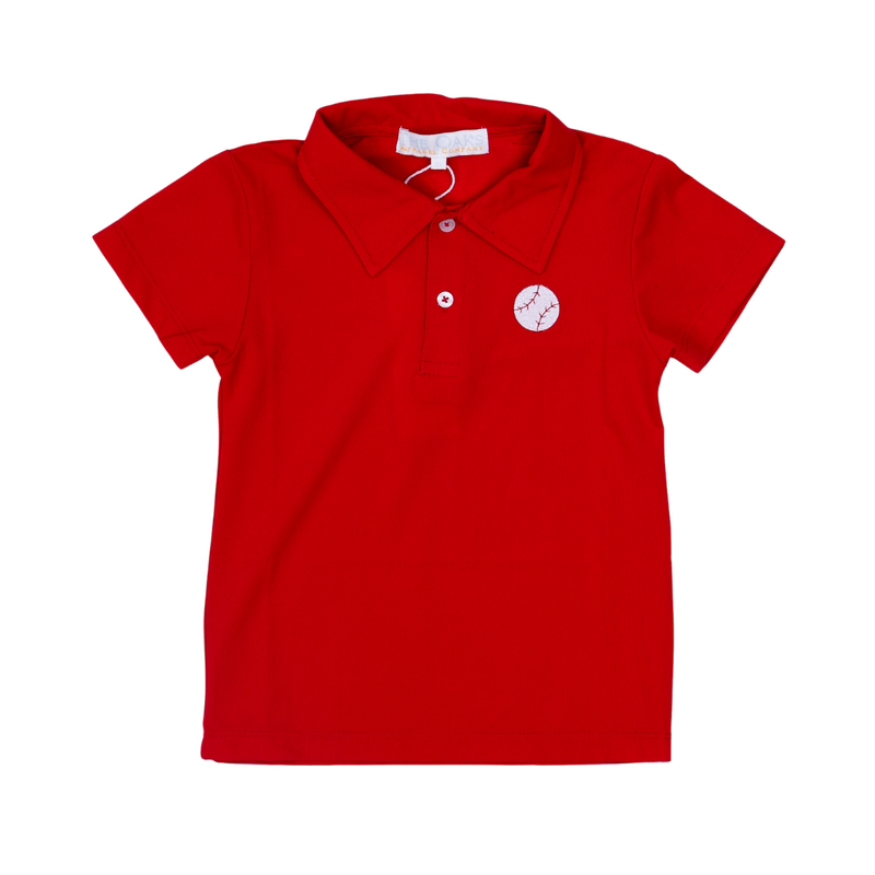 The Oaks Apparel Watson Red Ballpark Blues Polo