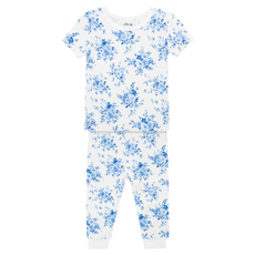 Little Me GIRL'S BLUE GARDEN 4PC PAJAMA SET