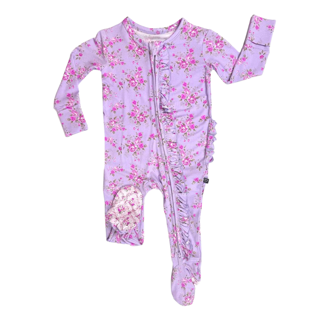LEV BABY SYLVIE RUFFLED ZIPPERED FOOTIE