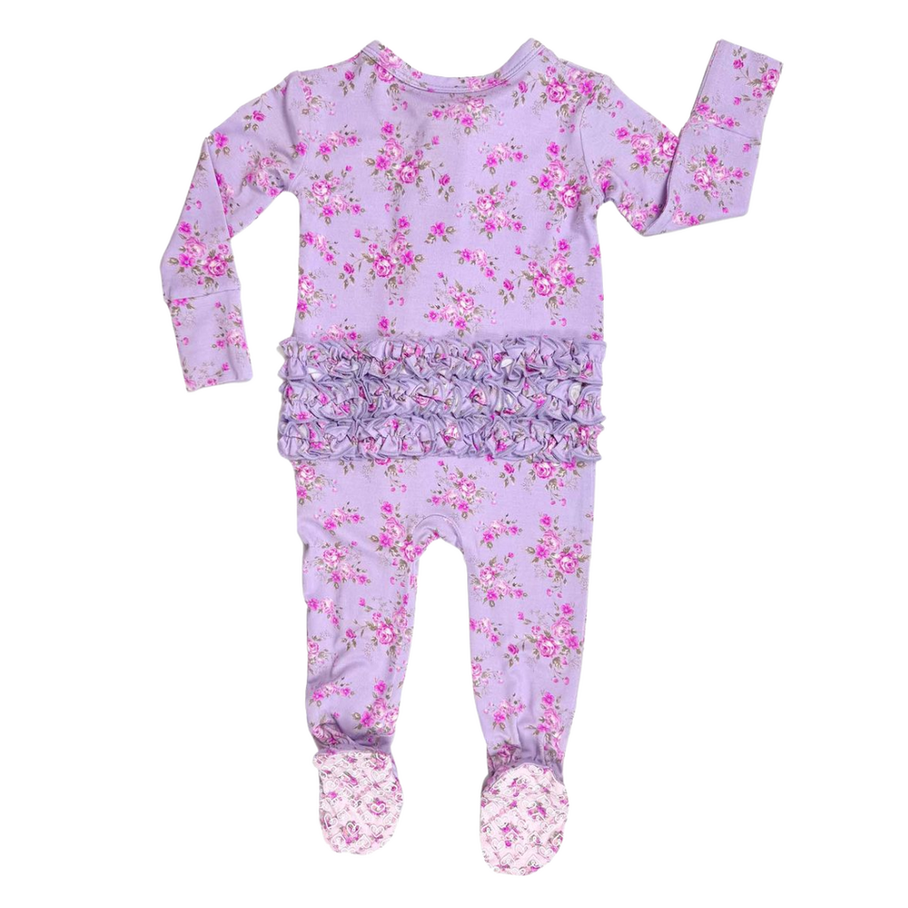 LEV BABY SYLVIE RUFFLED ZIPPERED FOOTIE