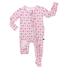 LEV BABY CAROLINE RUFFLED ZIPPERED FOOTIE