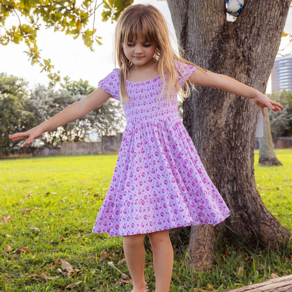 LEV BABY CAROLINE SMOCKED BUBBLE TWIRL DRESS