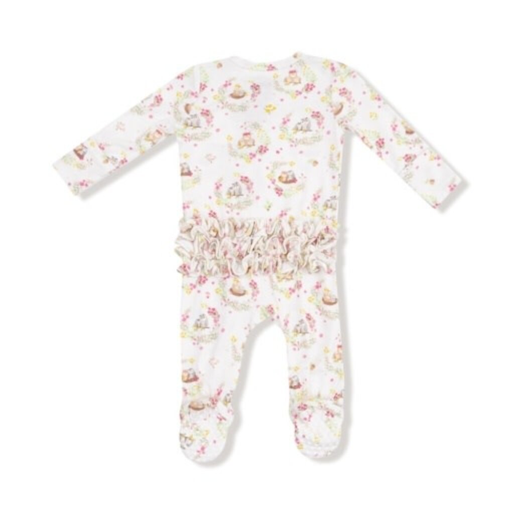 ANGEL DEAR Floral Owl Families - 2 Way Ruffle Zipper Footie