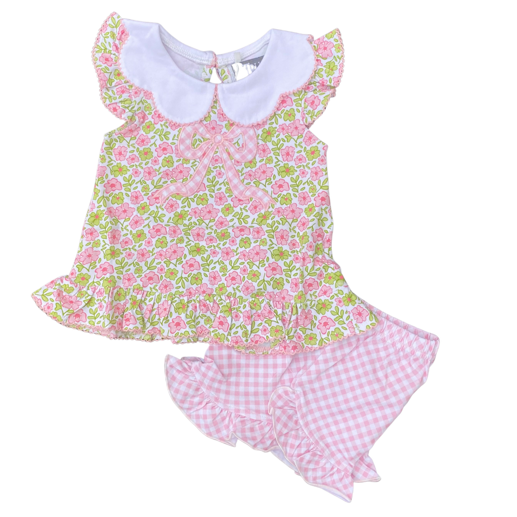 TRUE BOW APPLIQUE SHORT SET