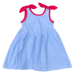 TRUE BLUE GINGHAM KNOT DRESS