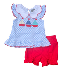 TRUE SAILBOAT APPLIQUE BLOOMER SET