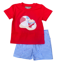 TRUE BOY'S BEACH APPIQUE SHORT SET