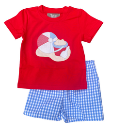 TRUE BOY'S BEACH APPIQUE SHORT SET