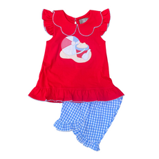 TRUE GIRL'S BEACH APP SCALLOP COLLAR SHORT SET