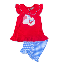 TRUE GIRL'S BEACH APP SCALLOP COLLAR SHORT SET