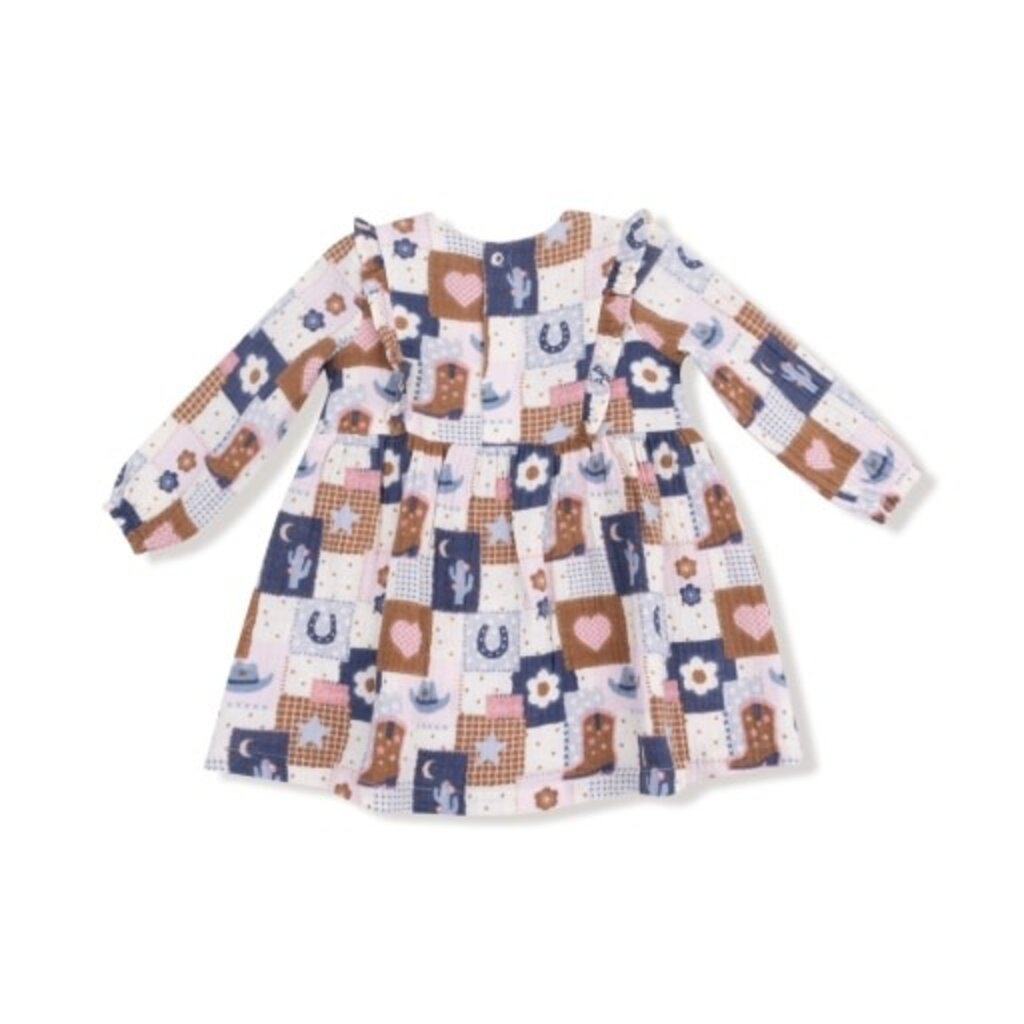 ANGEL DEAR Patchwork Cowgirl - Ruffle L/S Dress and Rib Legging