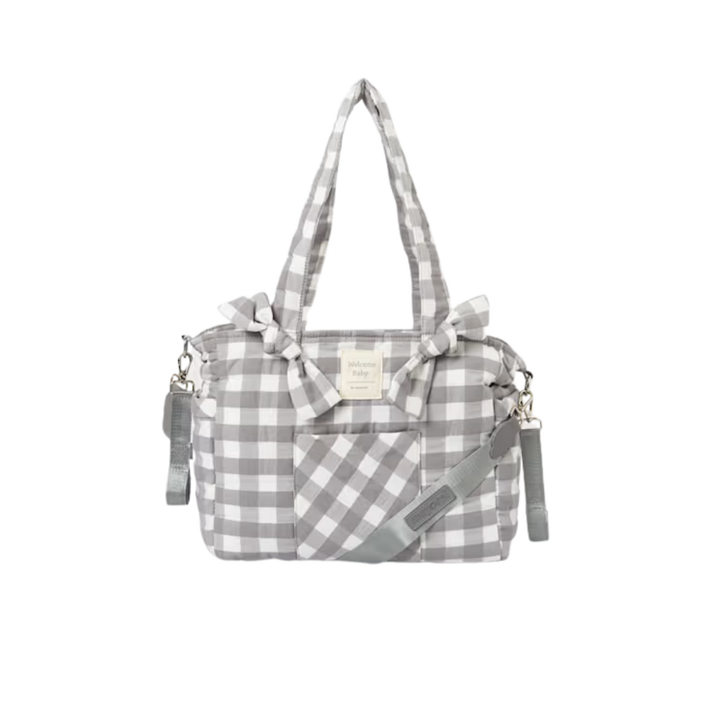 CHARCOAL GINGHAM DIAPER BAG