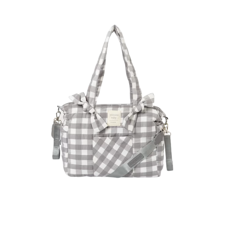CHARCOAL GINGHAM DIAPER BAG