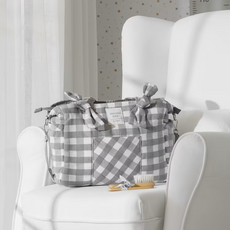 CHARCOAL GINGHAM DIAPER BAG