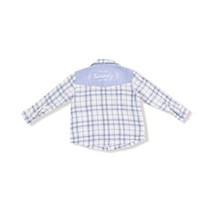 ANGEL DEAR Blue Plaid - L/S Western Pearl Snap Shirt with Howdy Embroidery on Back