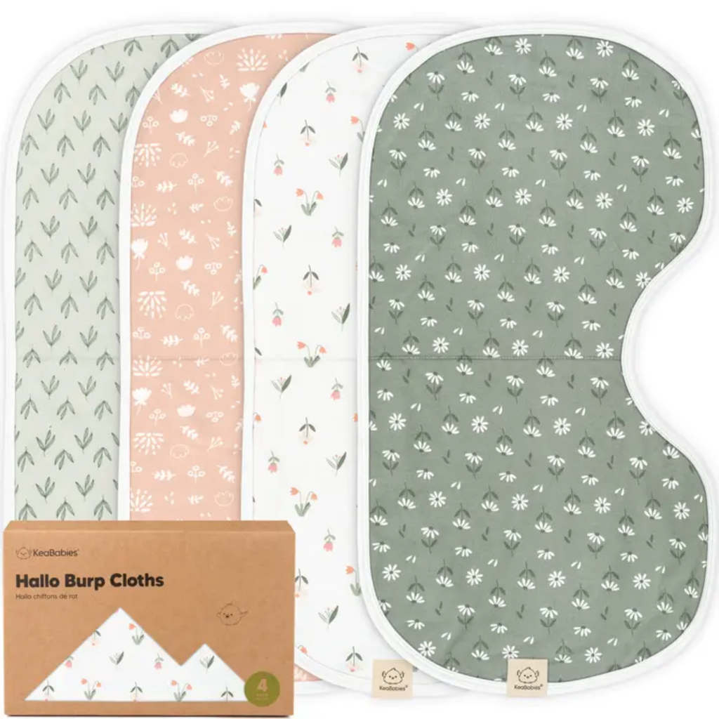 KEABABIES 4PK HALLO BURP CLOTHS-FLEUR