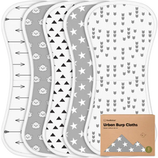 KEABABIES 5PK URBAN BURP CLOTHS-GRAYSCAPE