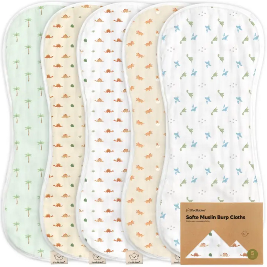 KEABABIES 5PK URBAN BURP CLOTHS-ROARSOME