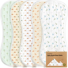 KEABABIES 5PK URBAN BURP CLOTHS-ROARSOME