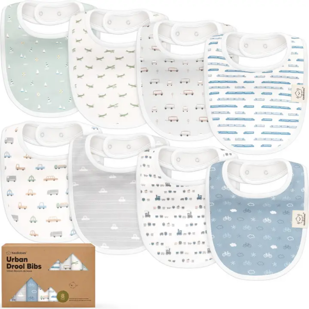 KEABABIES 8PK URBAN DROOL BIBS-VESSELS