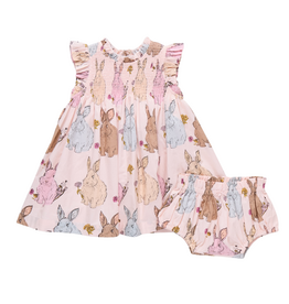 PINK CHICKEN Baby Girls Stevie Dress Set - Vintage Bunnies