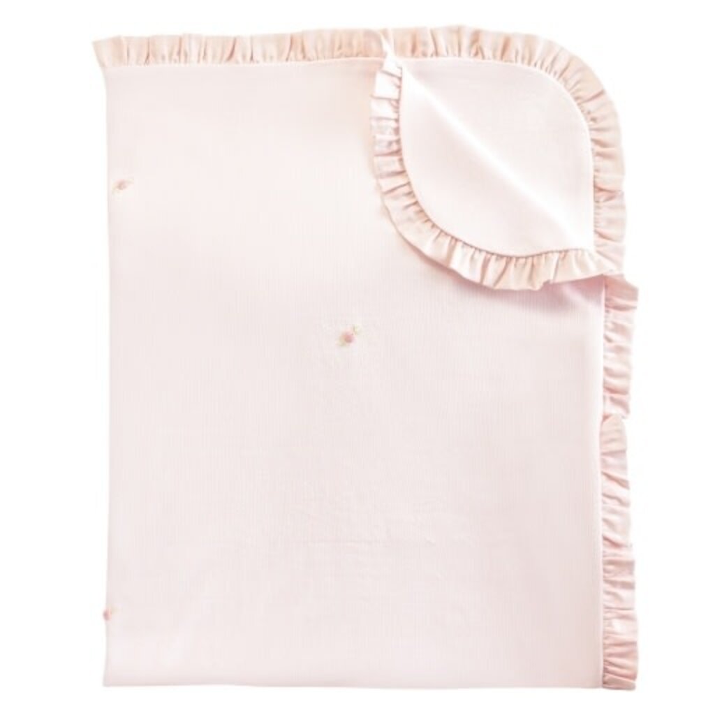 BABY CLUB CHIC sweet roses ruffled emb receiving blanket