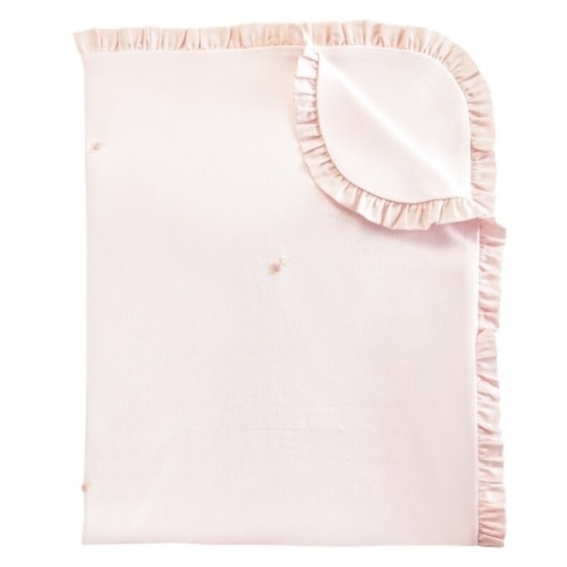 BABY CLUB CHIC sweet roses ruffled emb receiving blanket