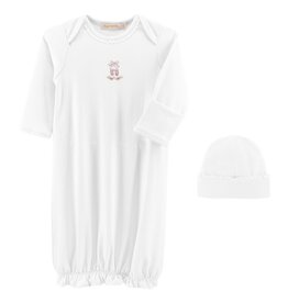 BABY CLUB CHIC sugarplum steps gown w/lace trim & hat set