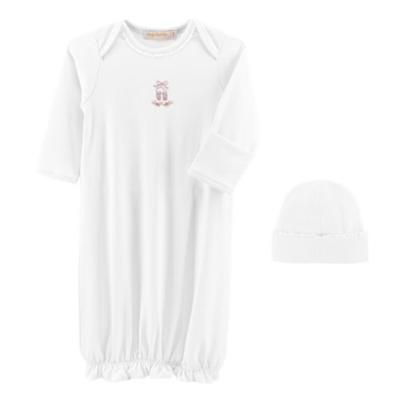 BABY CLUB CHIC sugarplum steps gown w/lace trim & hat set