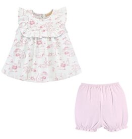 BABY CLUB CHIC pink toile bunnies blouse and bloomer set