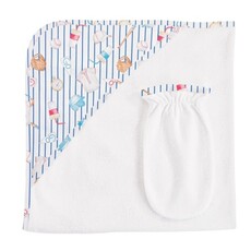 BABY CLUB CHIC big league hooded towel w/mitt set 31'x28'