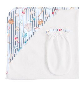 BABY CLUB CHIC big league hooded towel w/mitt set 31'x28'
