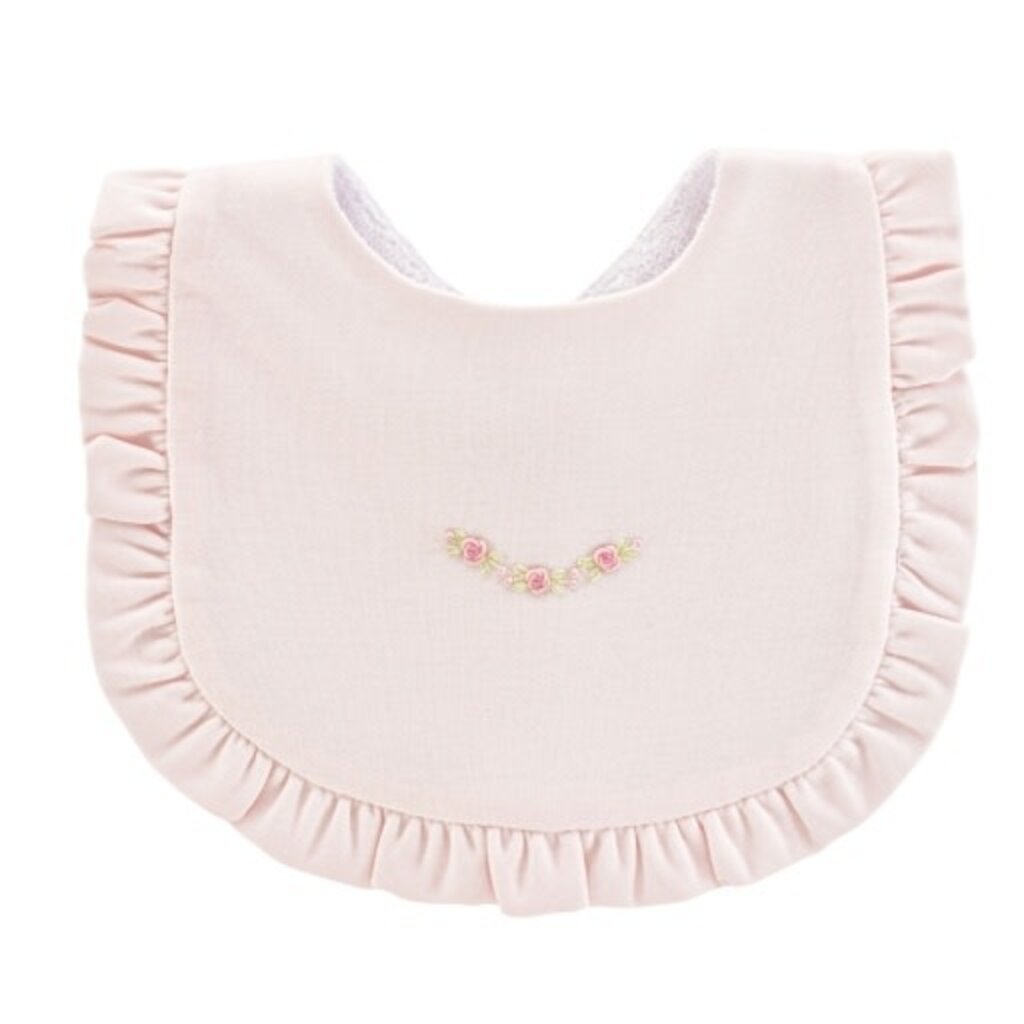 BABY CLUB CHIC sweet roses ruffled bib w/embroidery