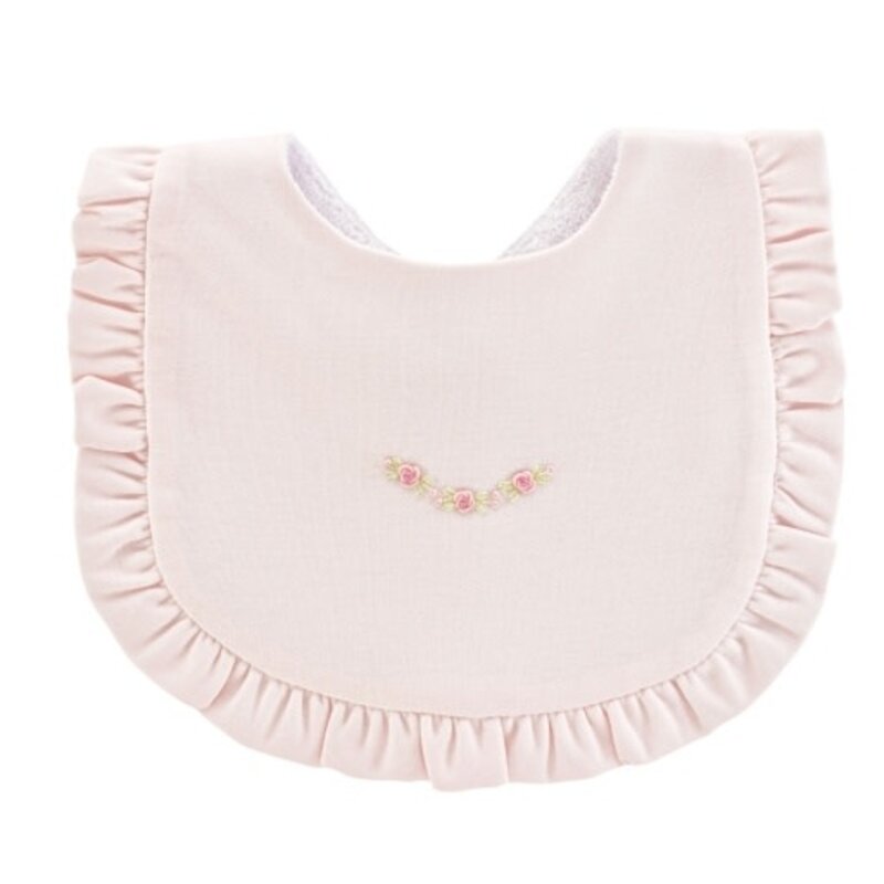BABY CLUB CHIC sweet roses ruffled bib w/embroidery