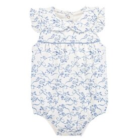 BABY CLUB CHIC blue romantic toile bubble w/round collar & bows