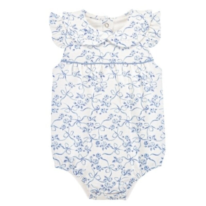 BABY CLUB CHIC blue romantic toile bubble w/round collar & bows