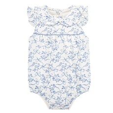 BABY CLUB CHIC blue romantic toile bubble w/round collar & bows
