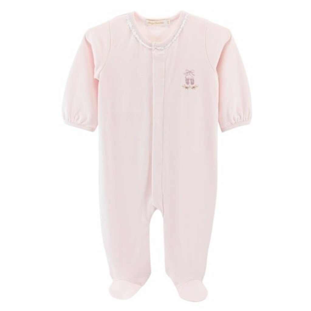 BABY CLUB CHIC sugarplum steps footie w/lace trim