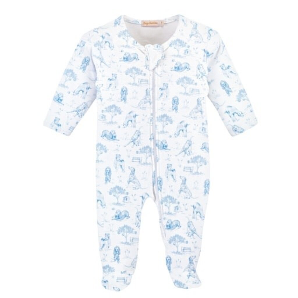 BABY CLUB CHIC barking bliss - blue zipped footie