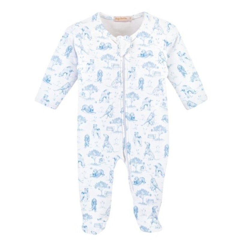 BABY CLUB CHIC barking bliss - blue zipped footie