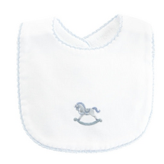 BABY CLUB CHIC tiny rocking horse bib w/crochet trim